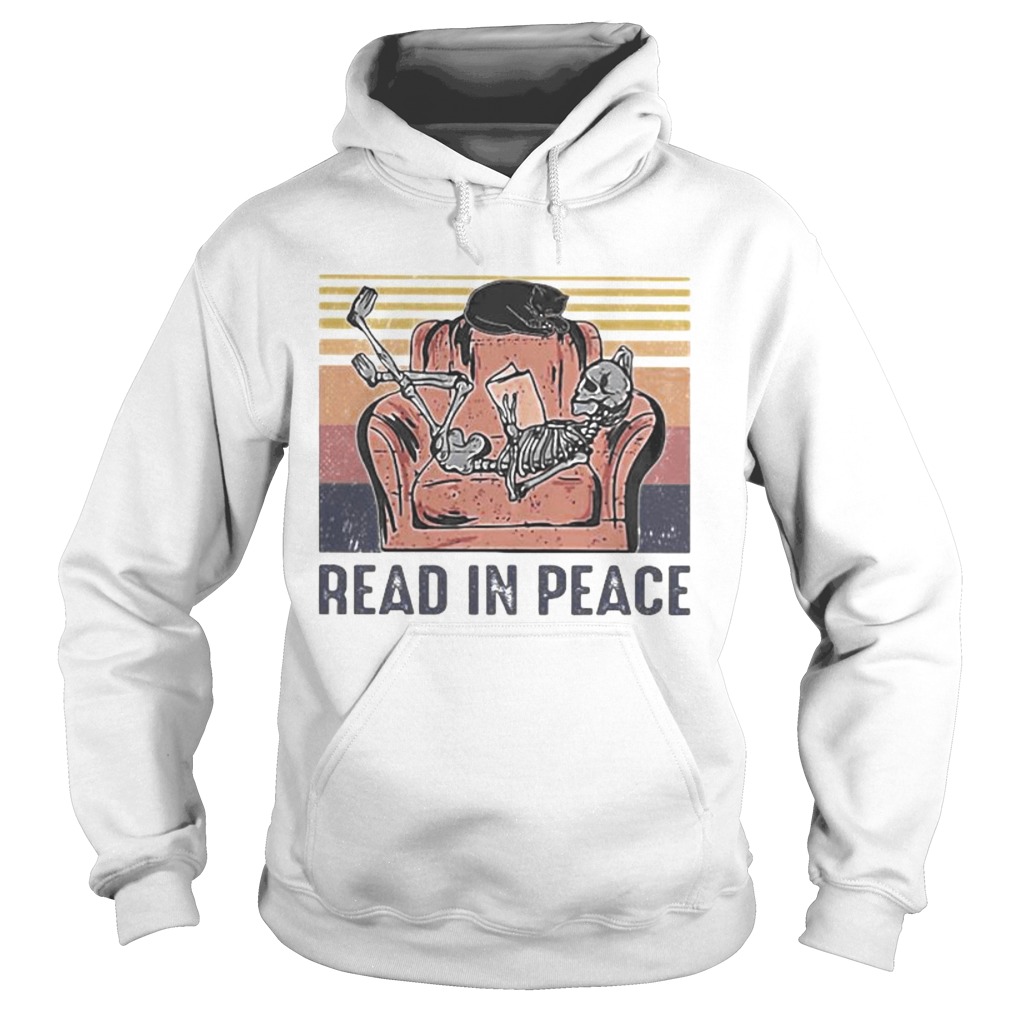 Skeleton Cat Read in peace vintage retro Hoodie