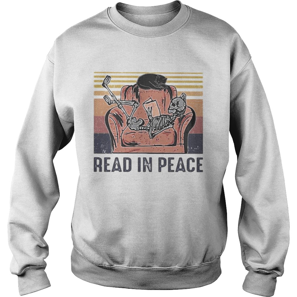 Skeleton Cat Read in peace vintage retro Sweatshirt