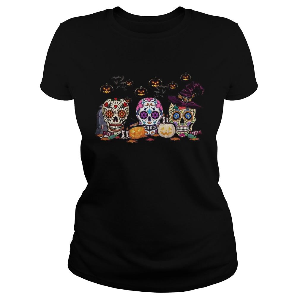 Skull Witch Pumpkin Halloween Classic Ladies