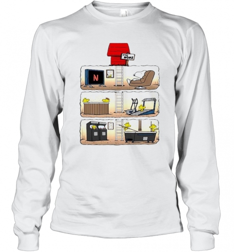 Snoopy And Woodstock Stay Home T-Shirt Long Sleeved T-shirt 