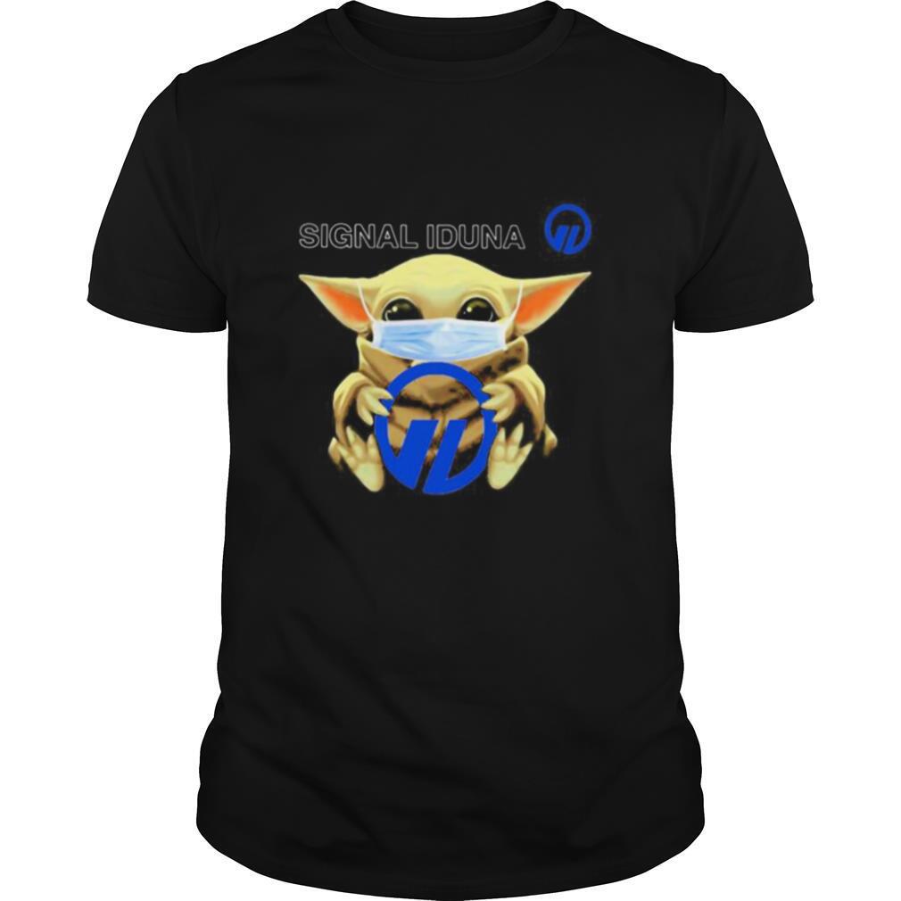 Star wars baby yoda mask hug signal iduna shirt