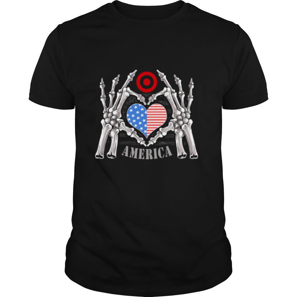 Target Logo America USA Forever Skeleton Skull Bones Hand shirt