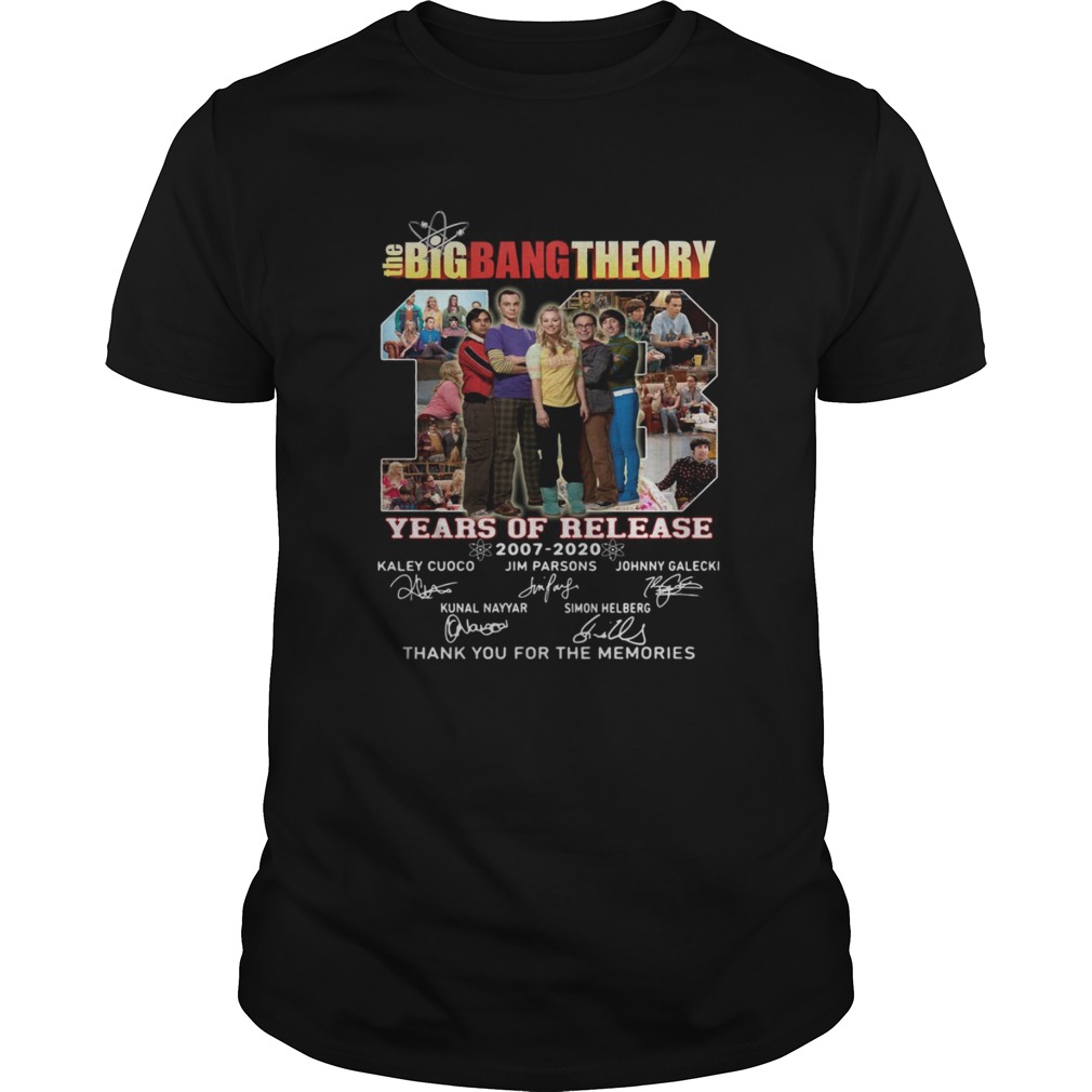 The Big Bang Theory Years Of Release 20072020 Signatures Thank You For The Memories shirt