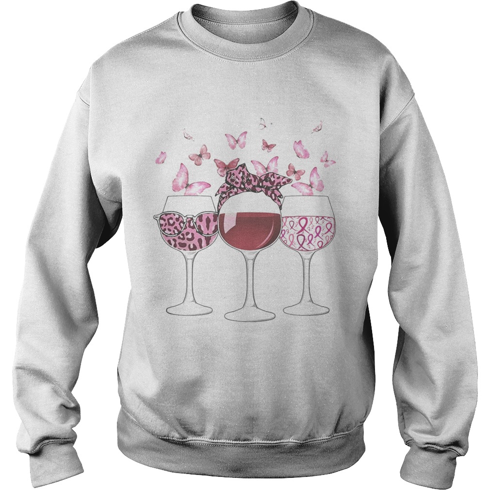 WINE BREAST CANCER BUTTERFLY Sweatshirt