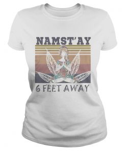 Weed yoga chill girl namastay 6 feet away vintage retro  Classic Ladies