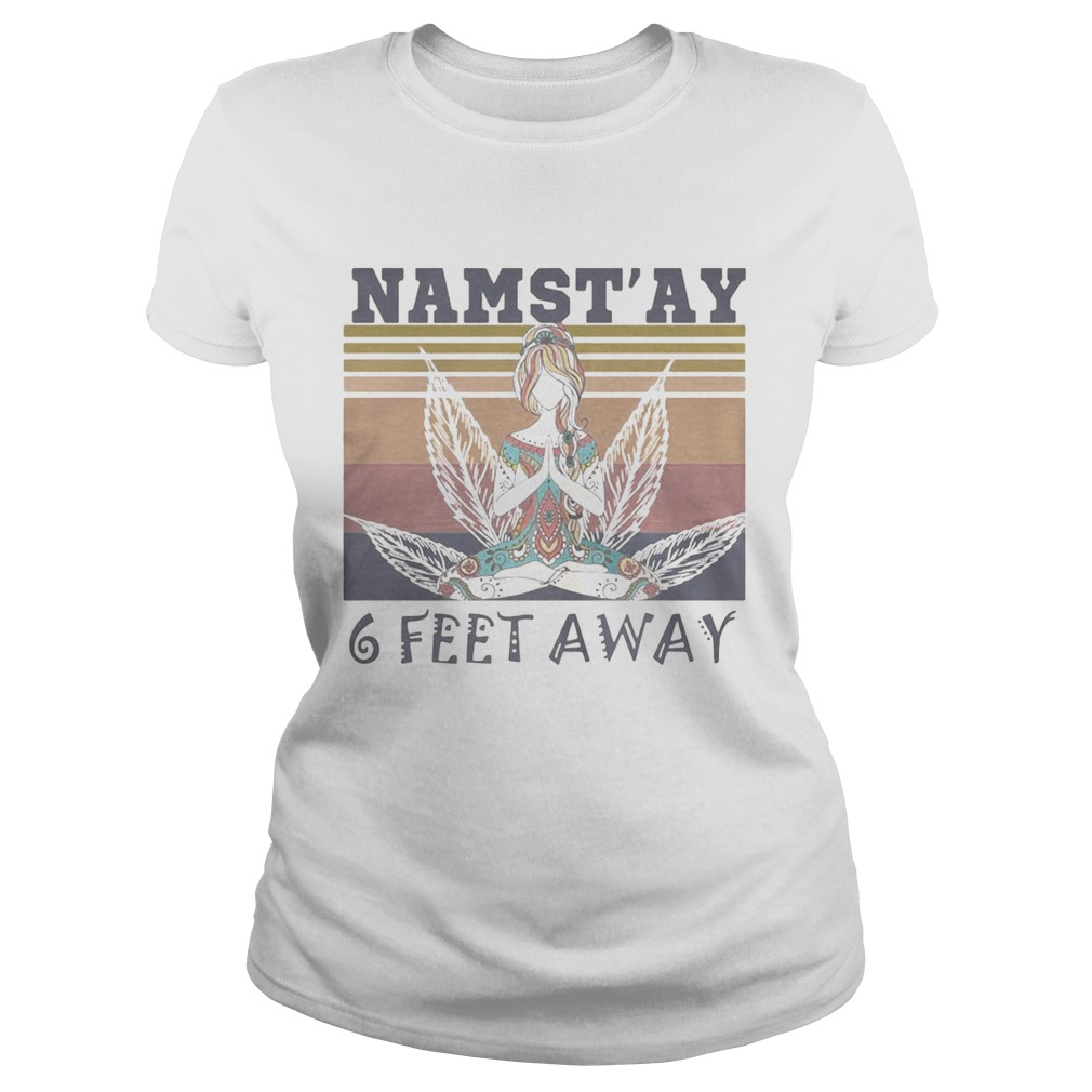 Weed yoga chill girl namastay 6 feet away vintage retro Classic Ladies