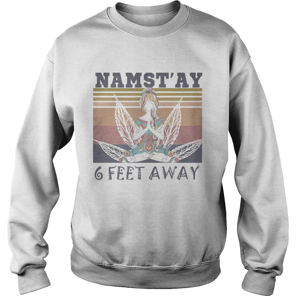 Weed yoga chill girl namastay 6 feet away vintage retro Sweatshirt