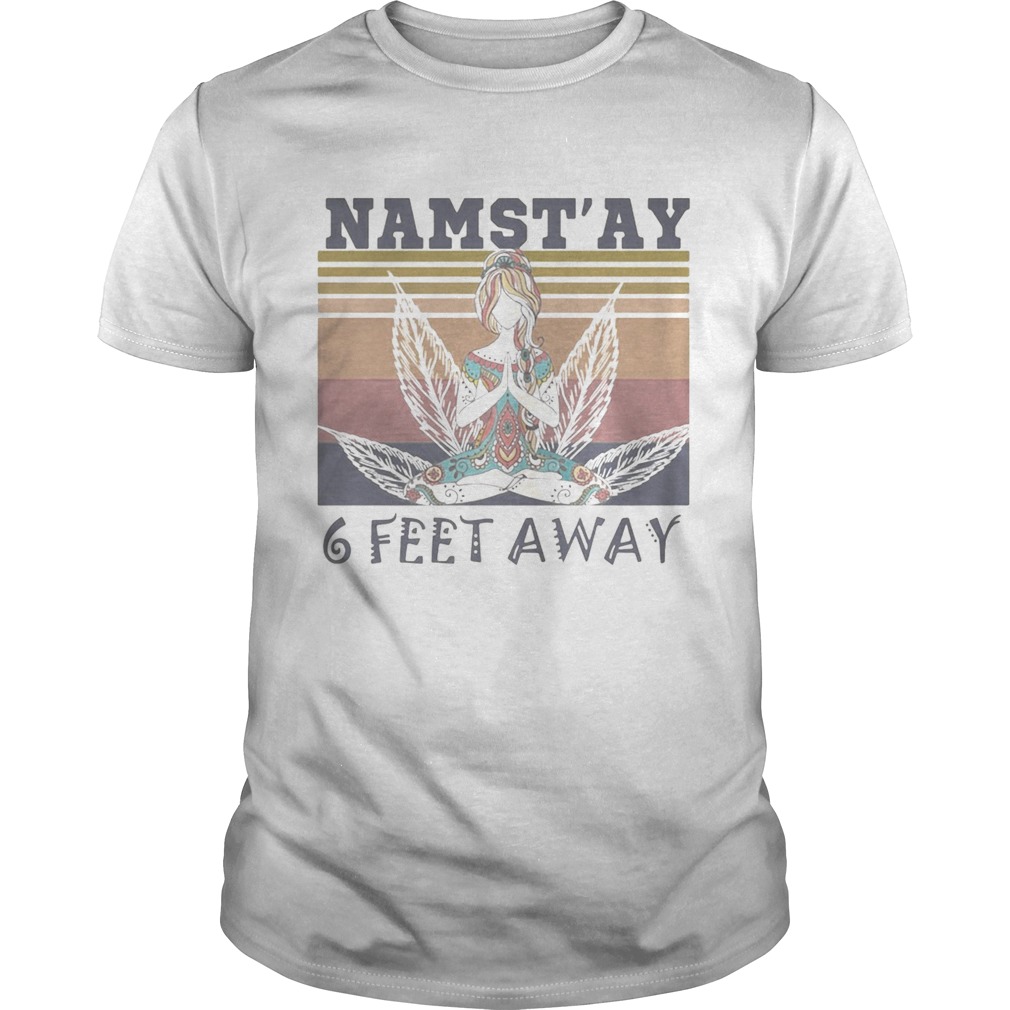 Weed yoga chill girl namastay 6 feet away vintage retro shirt