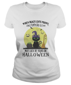 When black cats prowl and pumpkins gleam may luck be yours on halloween moon  Classic Ladies