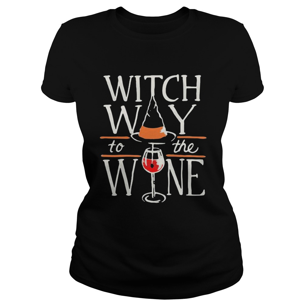 Witch way to the wine halloween Classic Ladies