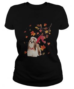 Yorkie fall maple leaves tree  Classic Ladies