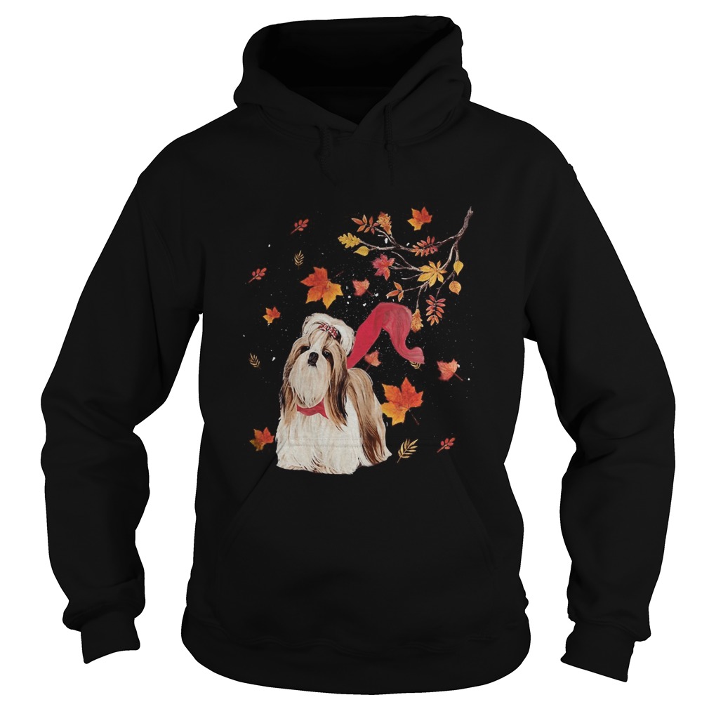 Yorkie fall maple leaves tree Hoodie