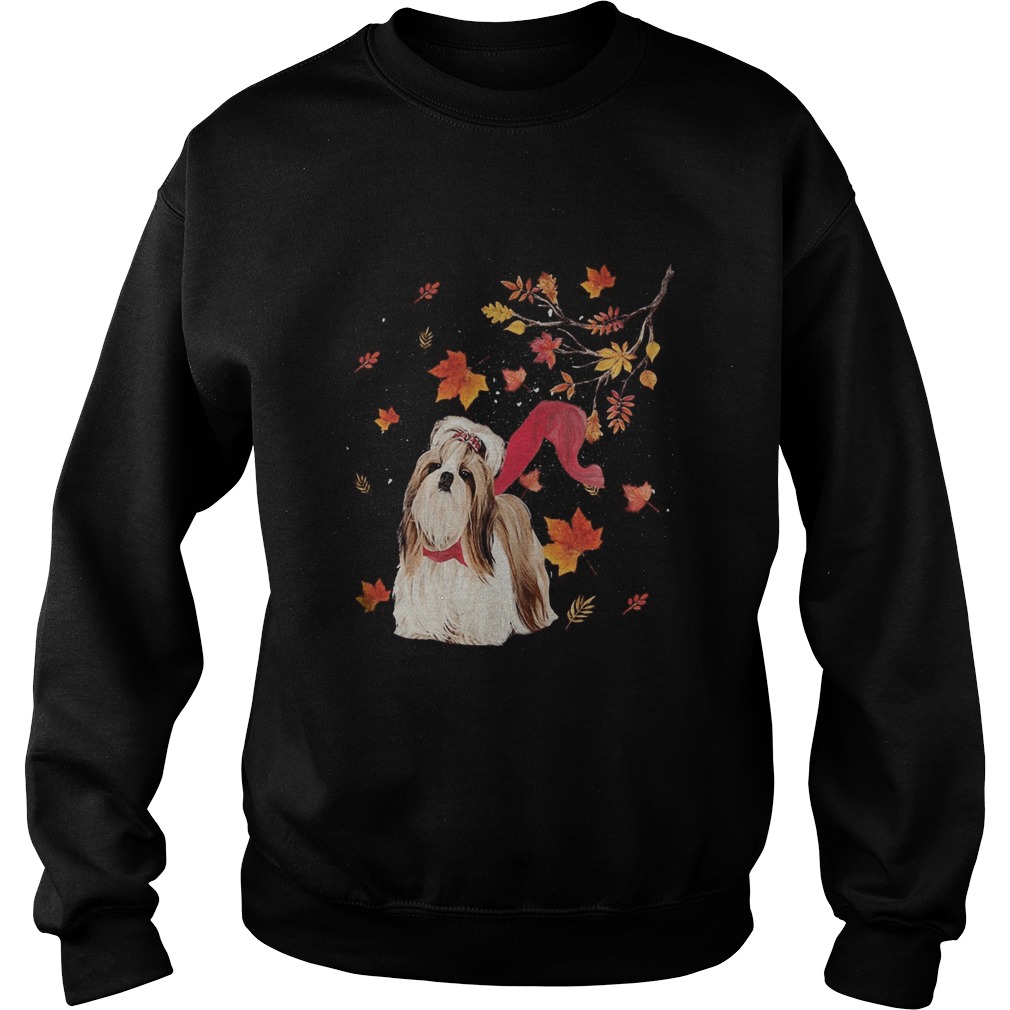 Yorkie fall maple leaves tree Sweatshirt