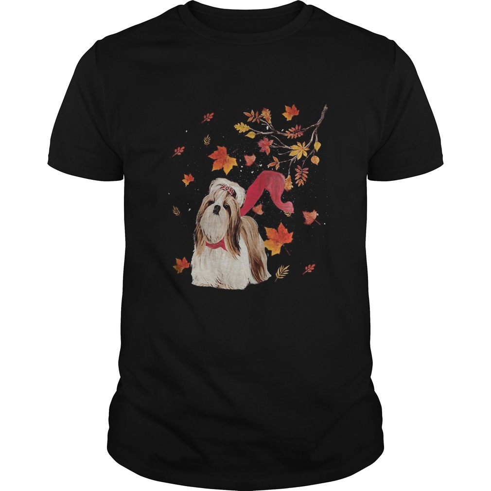 Yorkie fall maple leaves tree shirt