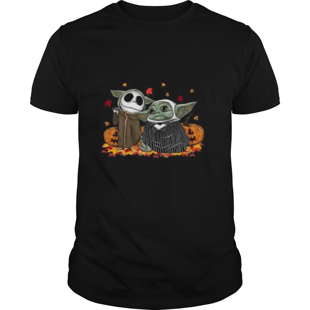 Baby Jack Skellington and Baby Yoda Happy Halloween shirt