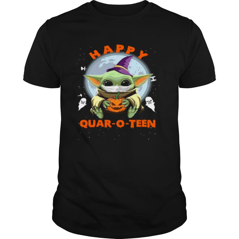 Baby Yoda Face Mask Hug Pumpkin Happy Quaroteen Halloween shirt