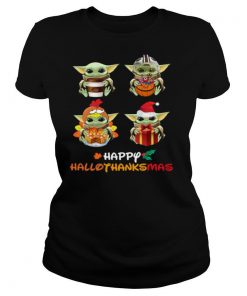 Baby Yoda Happy Hallothanksmas shirt