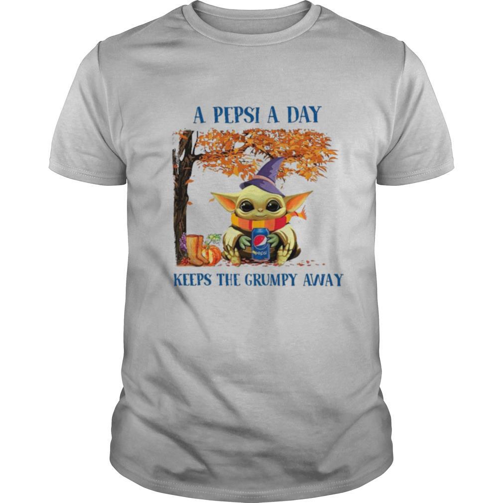 Baby Yoda Hug Pepsi A Pepsi A Day Keeps The Grumpy Away Halloween shirt