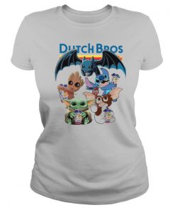 Dutch Bros Coffee Baby Yoda Groot Stitch Toothless And Gremlins shirt