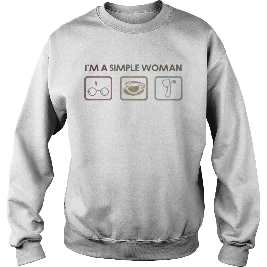 Im A Simple Woman I Like Harry Potter Coffee And Nurse Sweatshirt