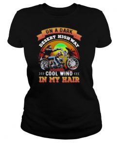 Motorcycle on a dark desert highway cool wind in my hair shirt