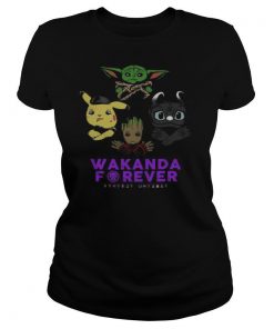 Wakanda Forever Baby Yoda Baby Pokemon Baby Groot and Baby Toothless shirt