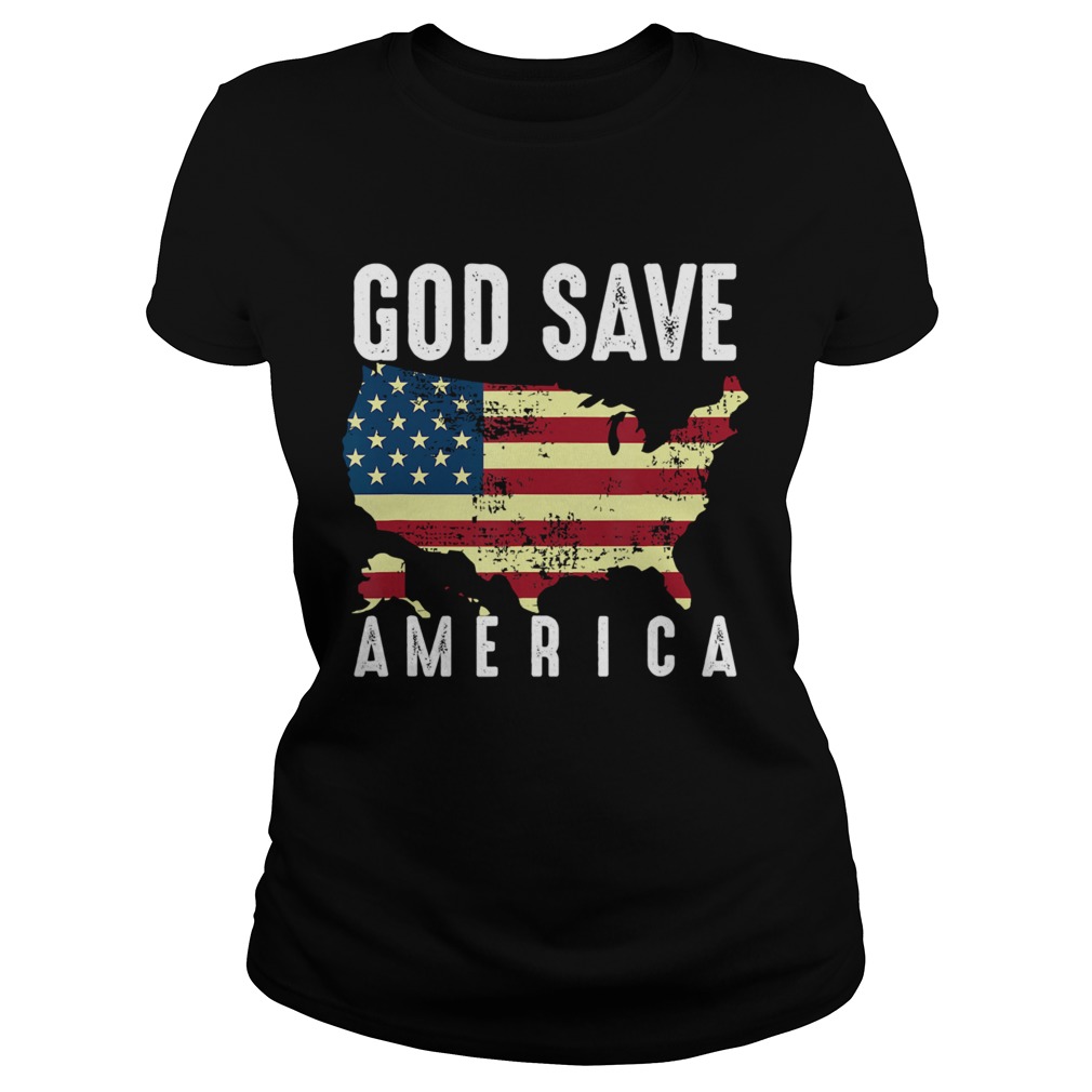 God Save America US Flag Patriotic American Classic Ladies