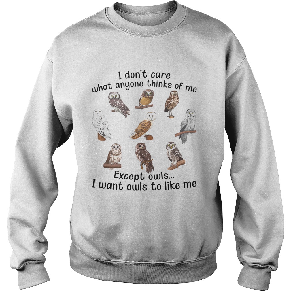 I Dont Care What Anyone Thinks Of Me Except Owls I Want Owls To Like Me Sweatshirt