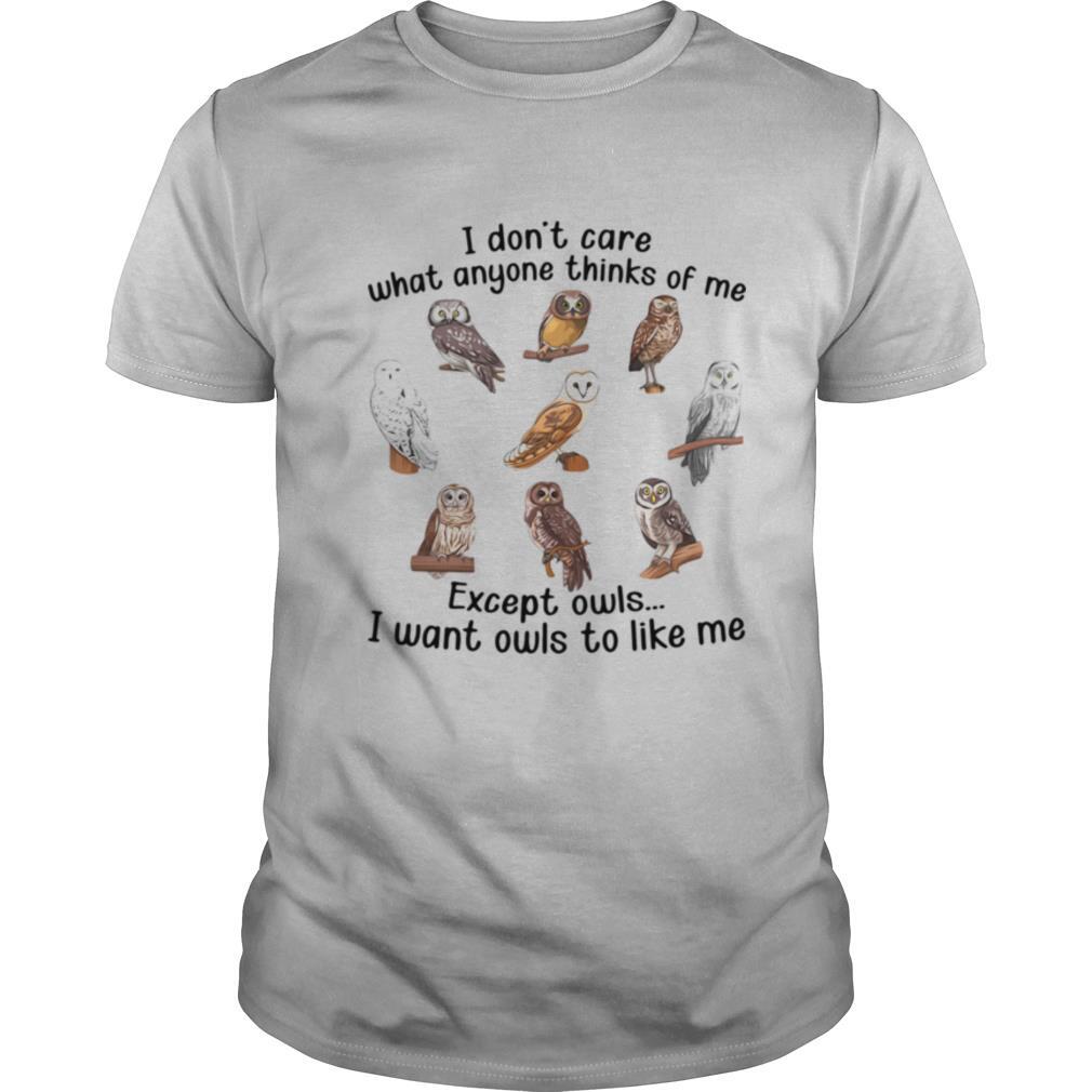 I Don't Care What Anyone Thinks Of Me Except Owls I Want Owls To Like Me shirt