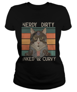 Nerdy Dirty Inked And Curvy Vintage Retro Cat  Classic Ladies