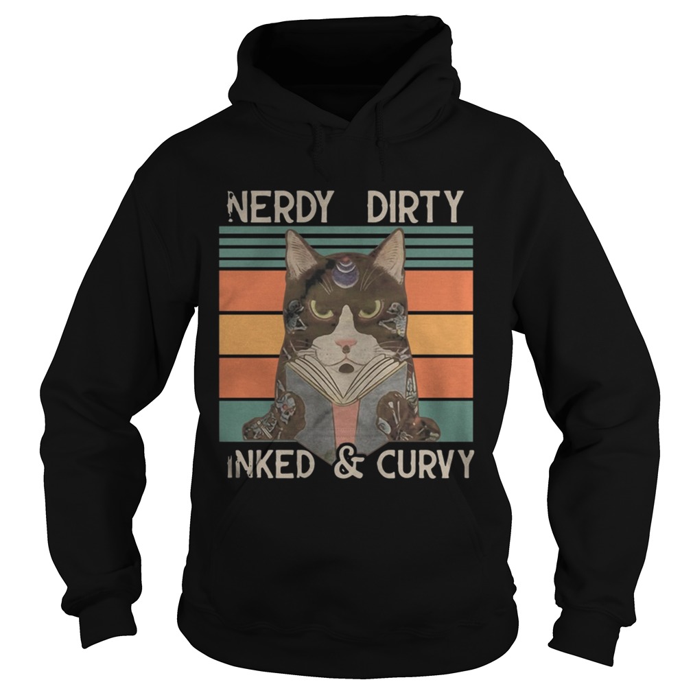 Nerdy Dirty Inked And Curvy Vintage Retro Cat Hoodie