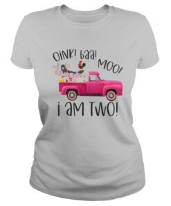 Oink Baa Moo I Am Two Farm Animals Pink Truck Birthday Girl shirt