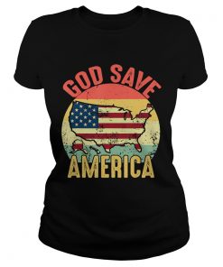 Retro Vintage God Save America US Flag Patriotic American  Classic Ladies