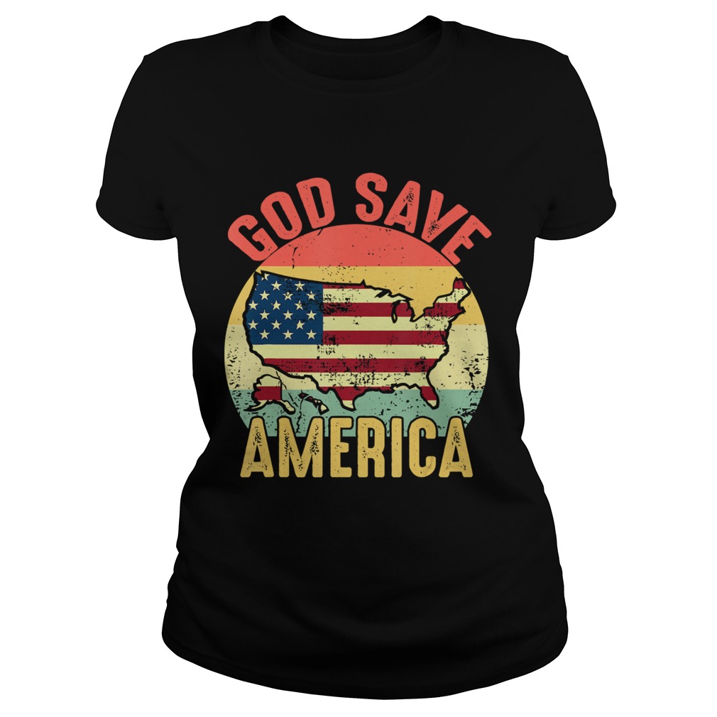 Retro Vintage God Save America US Flag Patriotic American Classic Ladies