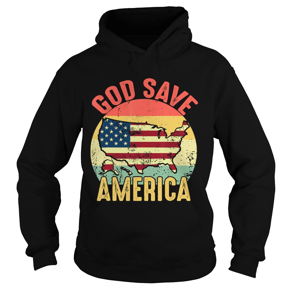 Retro Vintage God Save America US Flag Patriotic American Hoodie