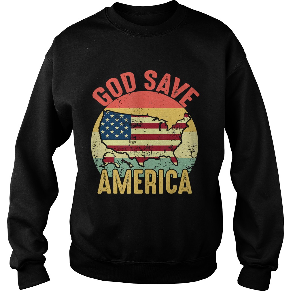 Retro Vintage God Save America US Flag Patriotic American Sweatshirt