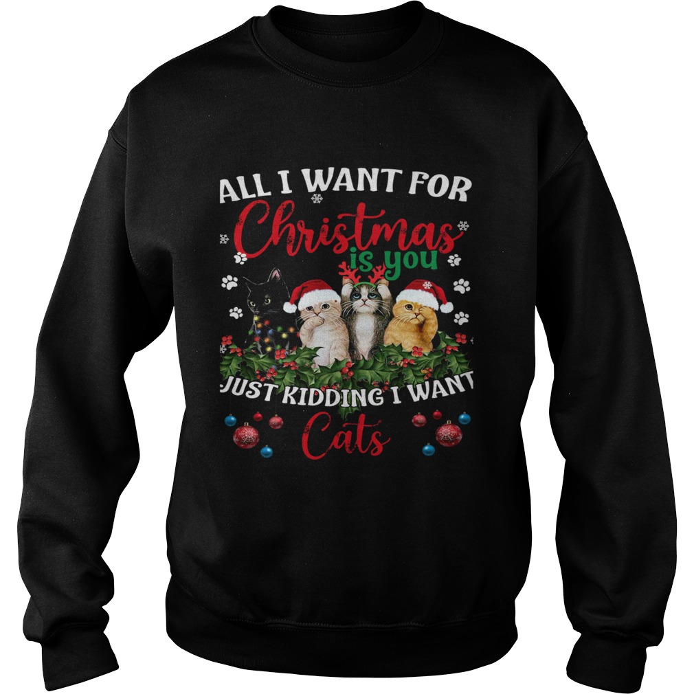 All I Want For Christmas Is You Just Kidding I Want Cats Sweatshirt