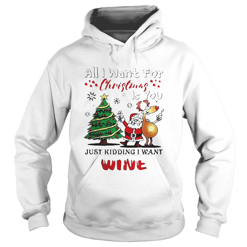 All I want for Christmas is you just kidding I want wine Hoodie