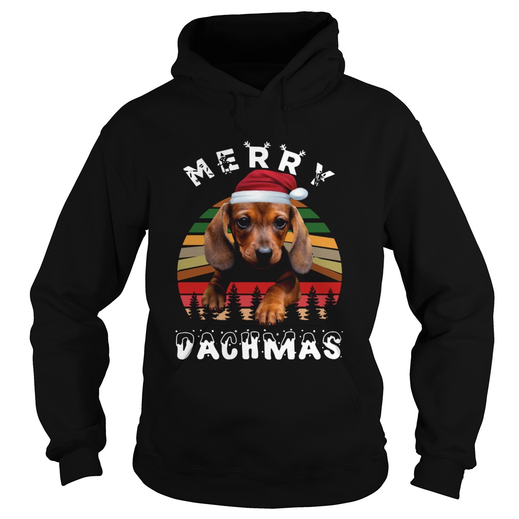 Dachshund Santa Merry Dachmas Christmas Vintage Retro Hoodie