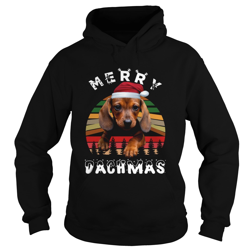 Dachshund Santa Merry Dachmas Christmas Vintage Retro  Hoodie