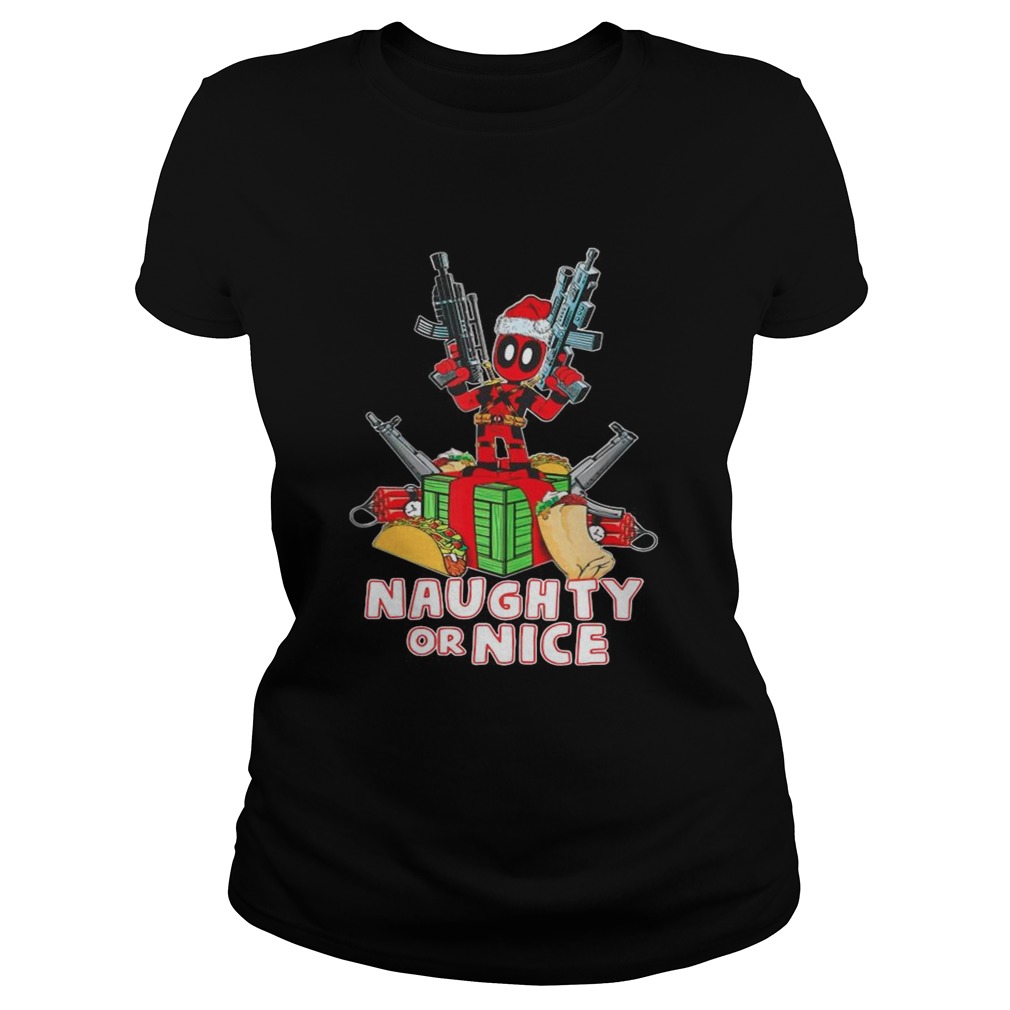 Deadpool Naughty Or Nice Merry Christmas  Classic Ladies