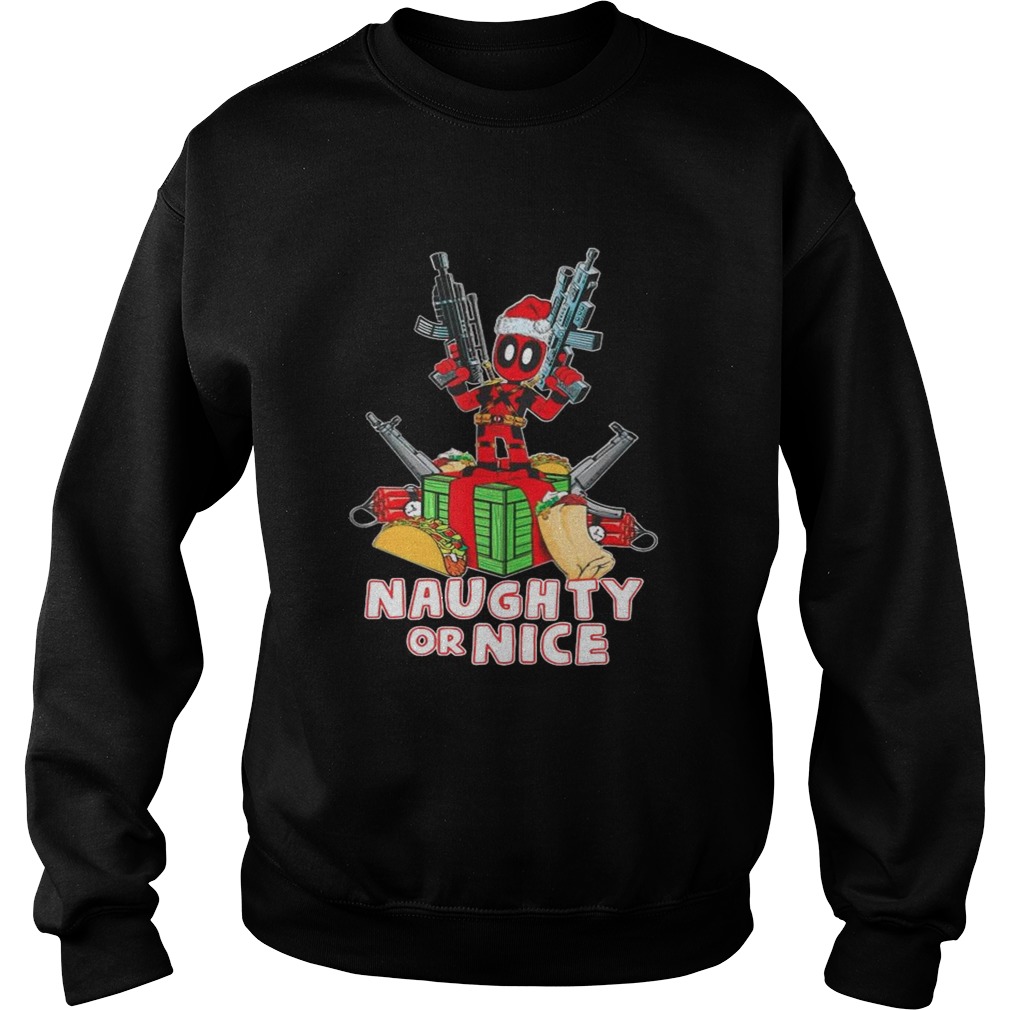 Deadpool Naughty Or Nice Merry Christmas  Sweatshirt