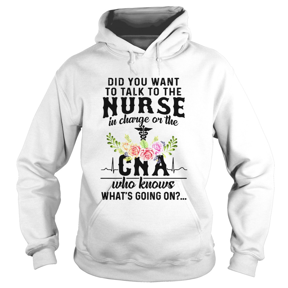 Did You Want To Talk To The Nurse In Charge On The Cna Who Knows Whats Going On Hoodie