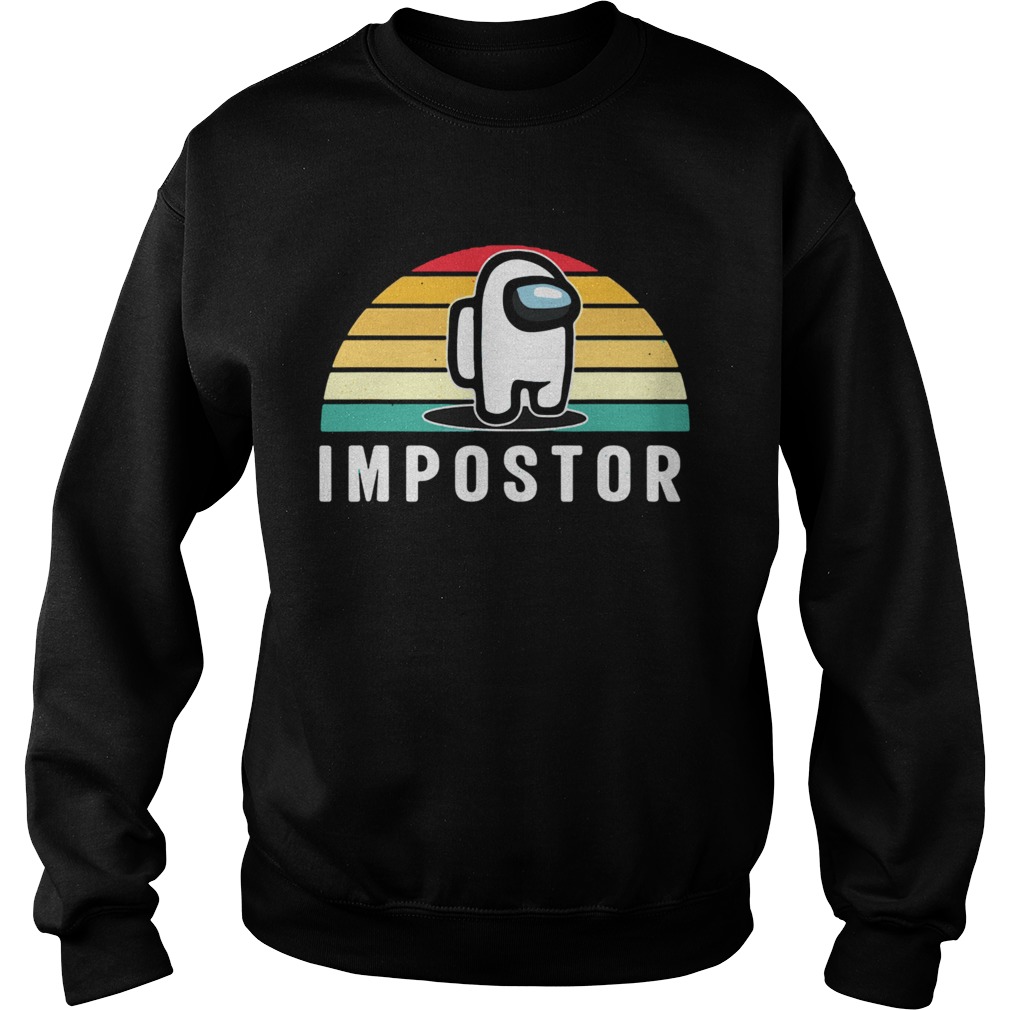 Gaming Meme Impostor Among Game Us Sus Gift Vintage Sunset  Sweatshirt