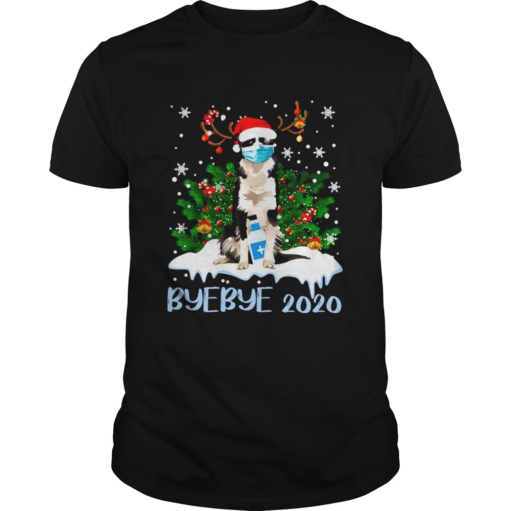 Santa Bernese Mountain Dog Face Mask Bye Bye 2020 Merry Christmas shirt