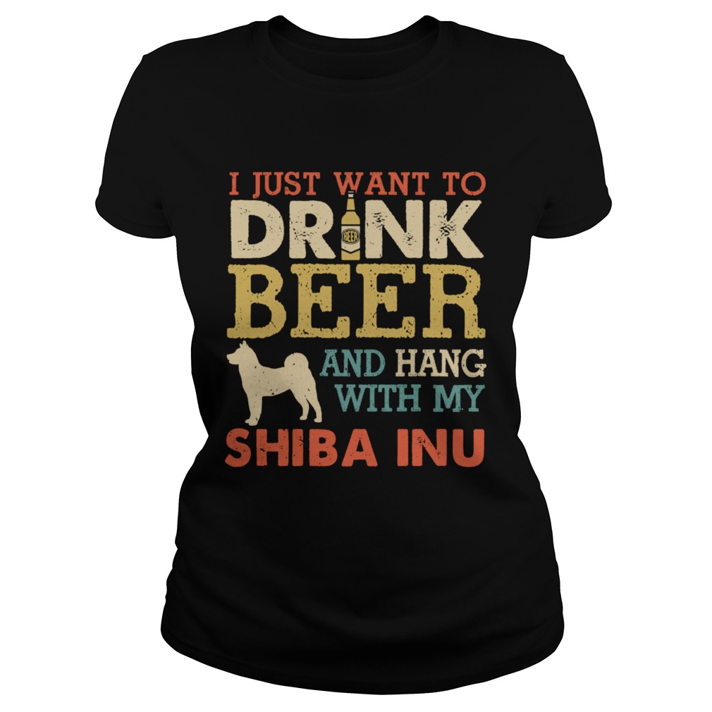 Shiba Inu Dad Drink Beer Hang With Dog Vintage  Classic Ladies