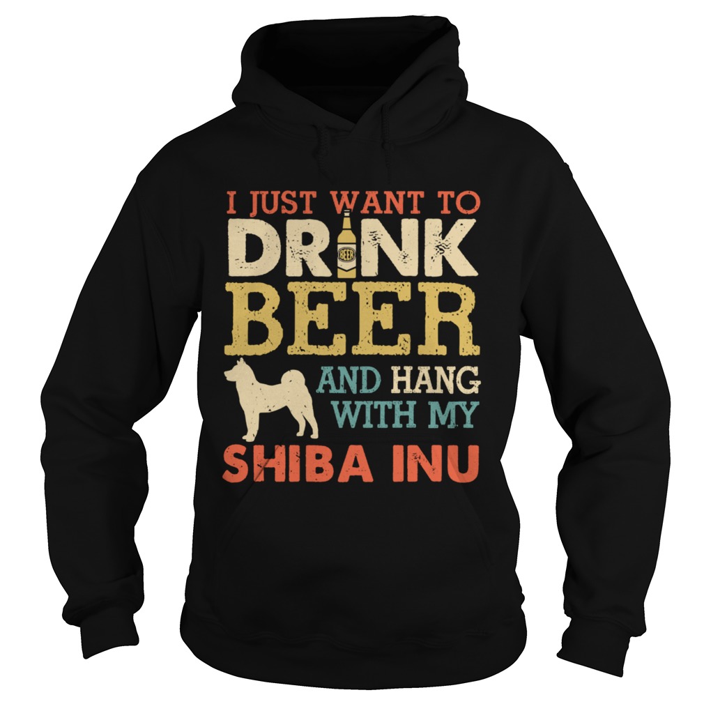 Shiba Inu Dad Drink Beer Hang With Dog Vintage  Hoodie