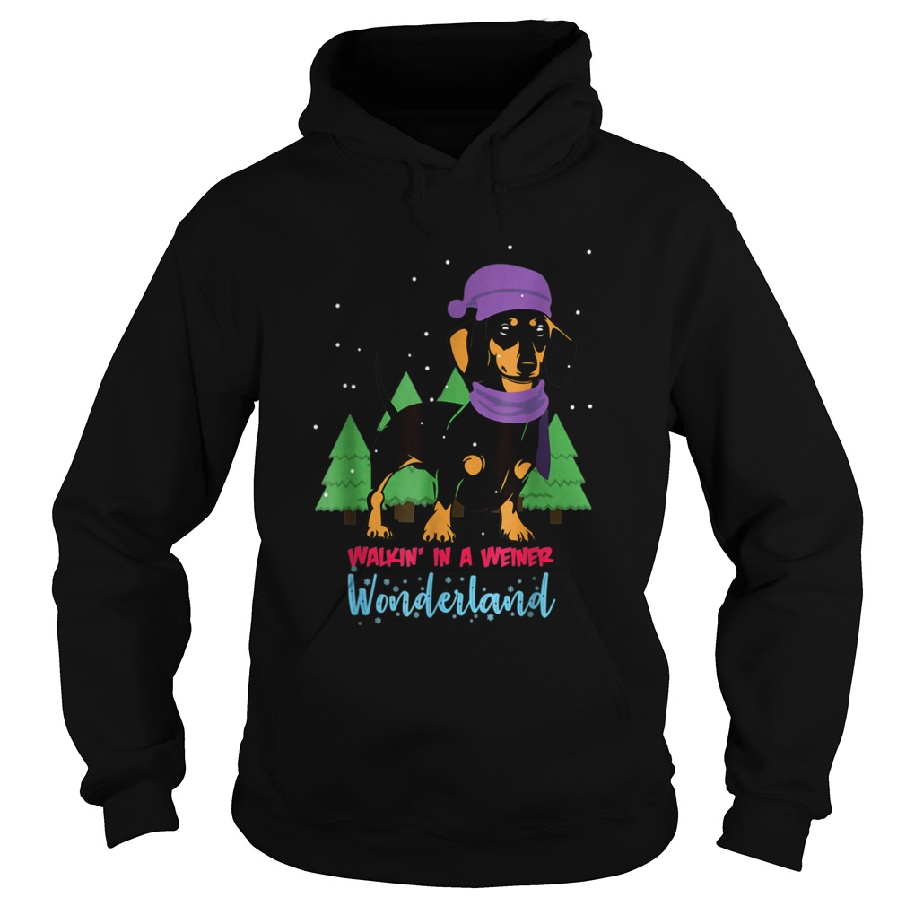 Walking In A Weiner Wonderland Dachshund Christmas Snow Hoodie