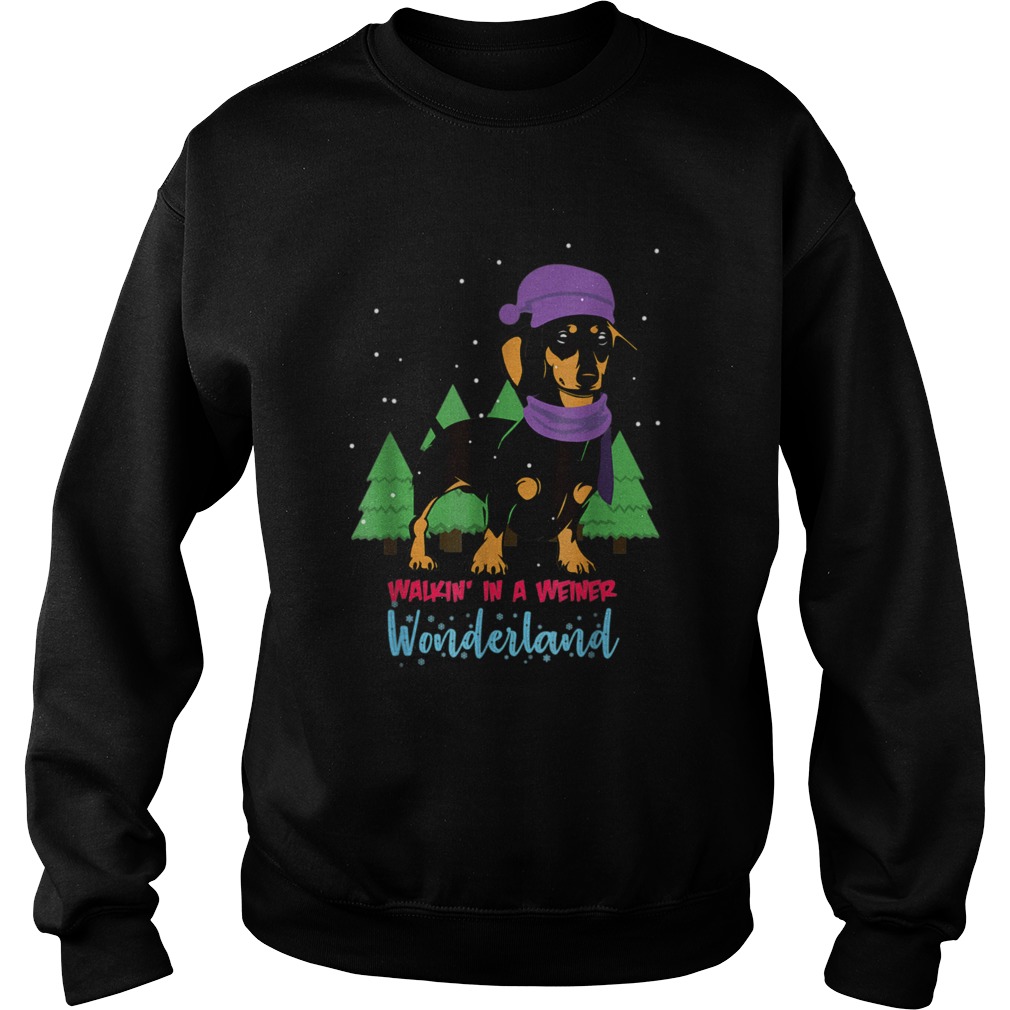 Walking In A Weiner Wonderland Dachshund Christmas Snow Sweatshirt