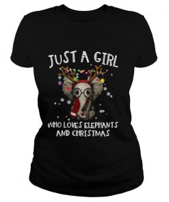 Just a girl who loves elephants and Christmas shirt